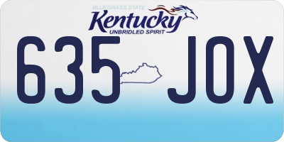 KY license plate 635JOX