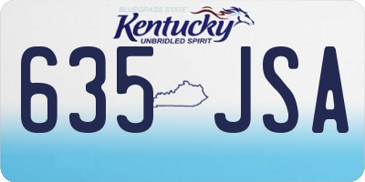 KY license plate 635JSA