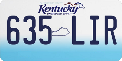KY license plate 635LIR