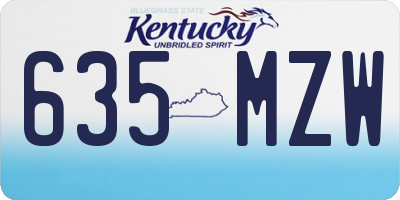 KY license plate 635MZW