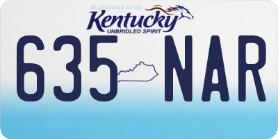 KY license plate 635NAR