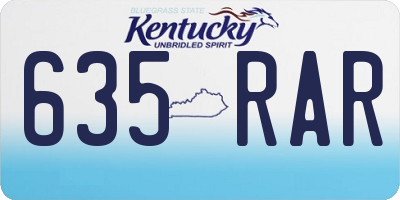 KY license plate 635RAR