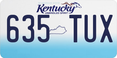 KY license plate 635TUX