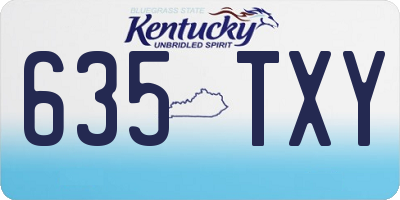 KY license plate 635TXY