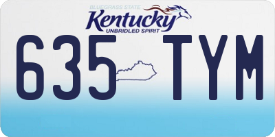 KY license plate 635TYM