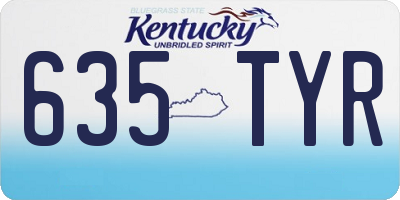 KY license plate 635TYR