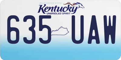 KY license plate 635UAW