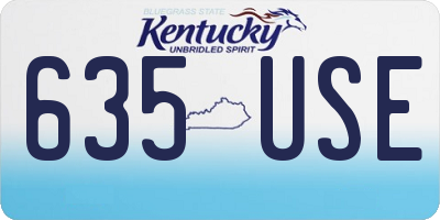 KY license plate 635USE