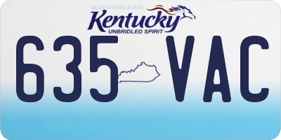KY license plate 635VAC
