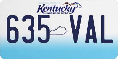 KY license plate 635VAL