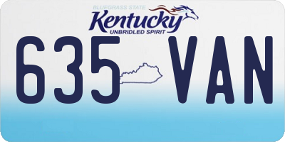 KY license plate 635VAN