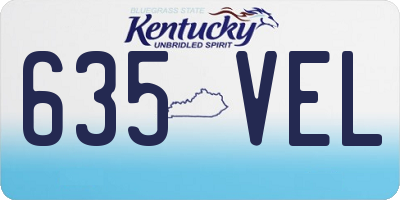 KY license plate 635VEL