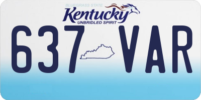 KY license plate 637VAR