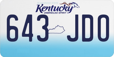 KY license plate 643JDO