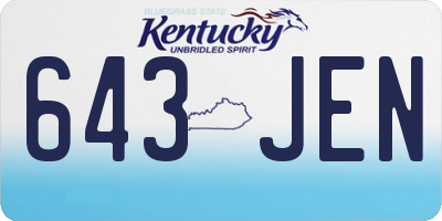 KY license plate 643JEN