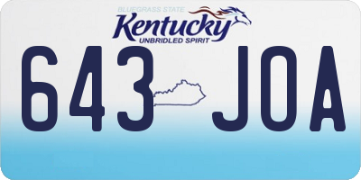KY license plate 643JOA