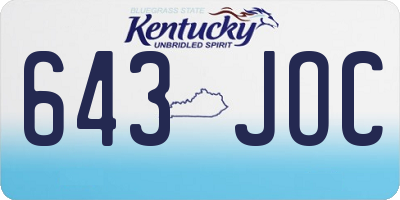 KY license plate 643JOC