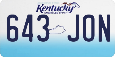 KY license plate 643JON