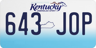 KY license plate 643JOP