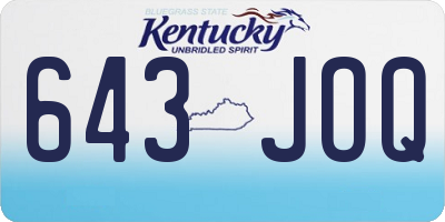 KY license plate 643JOQ