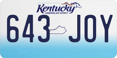KY license plate 643JOY