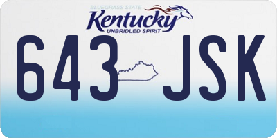 KY license plate 643JSK