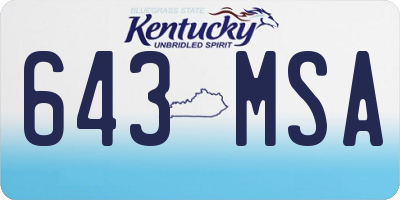 KY license plate 643MSA