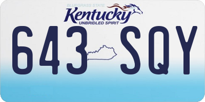 KY license plate 643SQY