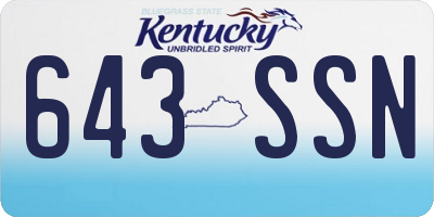 KY license plate 643SSN