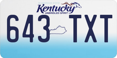KY license plate 643TXT