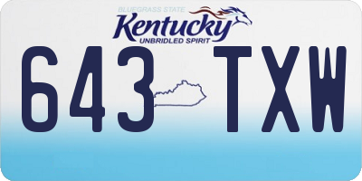 KY license plate 643TXW