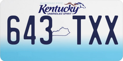 KY license plate 643TXX