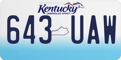 KY license plate 643UAW