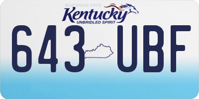 KY license plate 643UBF