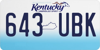 KY license plate 643UBK