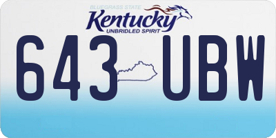 KY license plate 643UBW