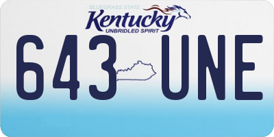 KY license plate 643UNE
