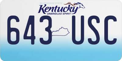 KY license plate 643USC