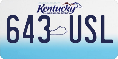 KY license plate 643USL