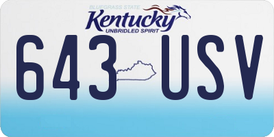 KY license plate 643USV
