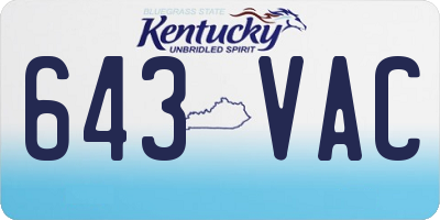 KY license plate 643VAC