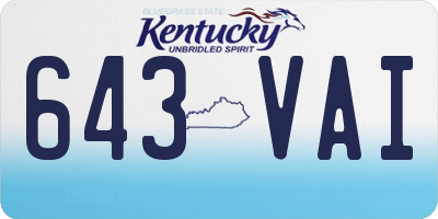 KY license plate 643VAI
