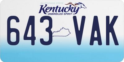 KY license plate 643VAK