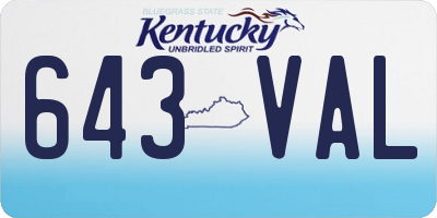 KY license plate 643VAL