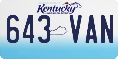 KY license plate 643VAN