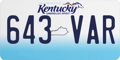 KY license plate 643VAR