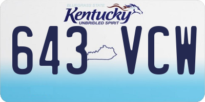 KY license plate 643VCW