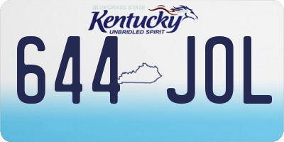 KY license plate 644JOL