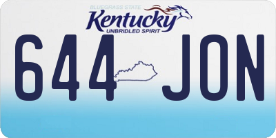 KY license plate 644JON