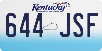 KY license plate 644JSF